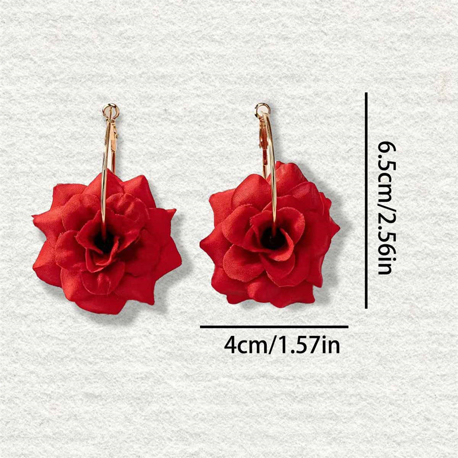 Wholesale 2PCS exquisite elegant fashion gentle creative romantic red rose earrings for dating holiday Valentine's Day